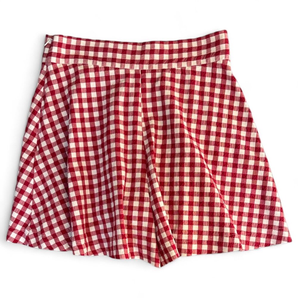 ZARA Gingham Pleated Skort Red & White Check Size S - Picture 5 of 11